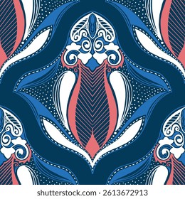 Seamless vector abstract hand-drawn pattern. Decorative ethnic background.	