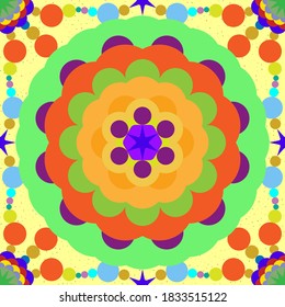 Seamless, Vector Abstract Image of Circles and Spheres On a Yellow-Green Background. Application in Design and Textiles Possible 
