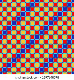 Seamless, Vector Abstract Image of Red, Yellow and Blue Diagonal Squares. Application in Design and Textiles Possible 