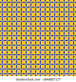 Seamless, Vector Abstract Image of Stylized Curved Yellow Squares and Green-Blue Lattices. Application in Design and Textiles Possible