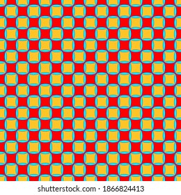 Imagen abstracta vectorial sin inconvenientes de cuadrados amarillos curvos y latas verdes-azules. Aplicación en diseño y textiles posibles