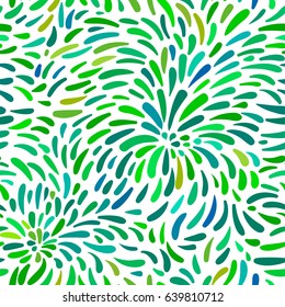 Seamless vector abstract leaves pattern. Green background.