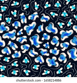 Seamless Vector. Abstract paint brush strokes leopard animal skin background. Repeatable ready template.