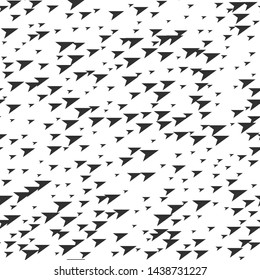 Seamless vector abstract pattern. Black and white chaotic triangular memphis elements. Stylish geometrical background for fabric, textile, design, banner.