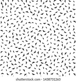 Seamless vector abstract pattern. Black and white chaotic triangular memphis elements. Stylish geometrical background for fabric, textile, design, banner.