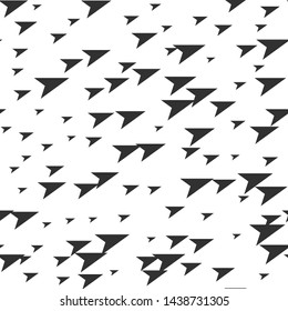 Seamless vector abstract pattern. Black and white chaotic triangular memphis elements. Stylish geometrical background for fabric, textile, design, banner.