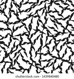 Seamless vector abstract pattern with black chaotic lines. Black and white stylish background. For fabric, textile, design, cover. 10 eps.
