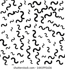 Seamless vector abstract pattern. Black and white chaotic wavy, memphis elements. Stylish geometrical background with waves for fabric, textile, design, packaging design.