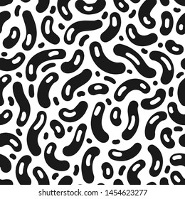 Seamless vector abstract pattern. Black and white chaotic hand drawn memphis elements. Stylish geometrical background for fabric, textile, design, cover, banner.