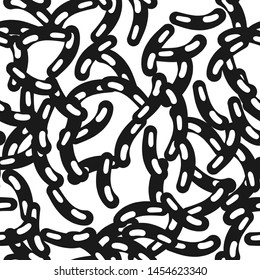 Seamless vector abstract pattern. Black and white chaotic hand drawn memphis elements. Stylish geometrical background for fabric, textile, design, cover, banner.