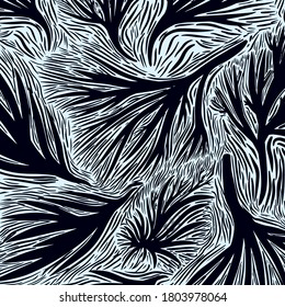 Seamless vector abstract pattern with black wood branch. Mystical concept. Vector illustration