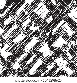 Seamless vector abstract pattern. Black and white background. Black ink lines. Grunge pattern. For fabric, textile, design, cover