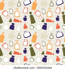 Seamless vector abstract pattern with bottles silhouettes can be used for
decor, wrapping paper, textile, etc.