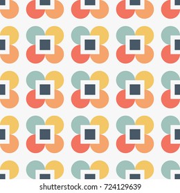Seamless vector abstract pattern with circles and squares