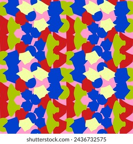 Seamless vector abstract pattern with contrasting spots, pure colors. Designed for all surfaces and printing.

