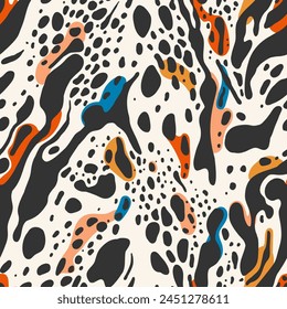 A seamless vector abstract pattern featuring a vibrant and colorful print on a light beige background