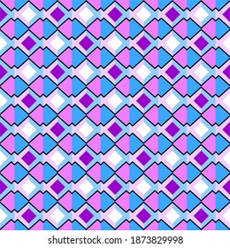 Seamless vector abstract pattern. Geometric pink and blue shapes in the original ornament. Textured background for design of trendy fabrics and paper