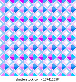 Seamless vector abstract pattern. Geometric pink and blue shapes in the original ornament. Textured background for design of trendy fabrics and paper