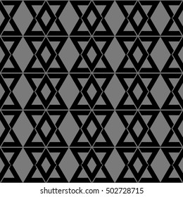 Seamless vector abstract pattern with geometrical minimalistic black and white objects for your design.  Endless texture can be used for wallpaper, pattern fills, web page background,surface textures.