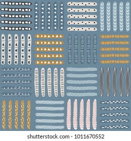 Seamless vector abstract pattern with hand drawn different colorful shapes and elements as background or texture
