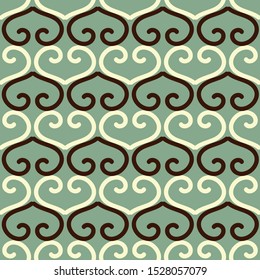 A seamless vector abstract pattern with heart shaped ornament. Surface print design.