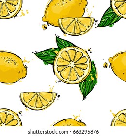 Seamless vector abstract pattern with lemons. Background for the design of wallpaper, fabric and other.