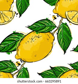 Seamless vector abstract pattern with lemons. Background for the design of wallpaper, fabric and other.