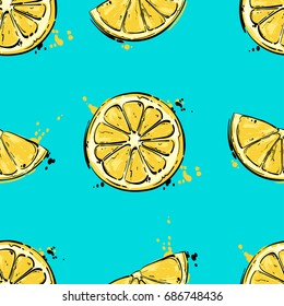 Seamless vector abstract pattern with lemons. Background for the design of wallpaper, fabric and other.