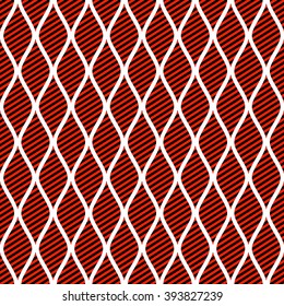 Seamless vector abstract pattern. Red, black and white symmetrical geometric repeating background with decorative rhombus. Series of Geometric Seamless Patterns.