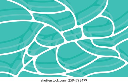 Seamless vector abstract pattern. Sea waves. The effect of marble stone. Cracks in the ground. Swimming pool seamless pattern. Vector pattern of clear green ripples water, water glare with waves,