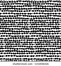 Seamless vector abstract pattern. Thin thread with small warm beads. Repeating texture with circles for fabric, textile, craft