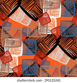Seamless vector abstract  pattern using tilt white red black color scheme, hand drown technique with chaotically spread graphic design elements with friendly feel for background cafe menu book cover 