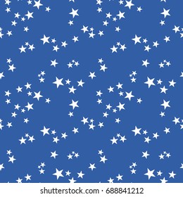 Seamless vector abstract pattern with white stars on light blue background. Useful for dress, manufacturing, wallpapers, prints, gift wrap and scrapbook. 