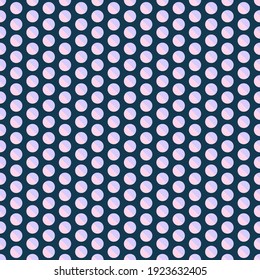 Seamless vector abstract polka dots pattern. Geo design with trendy circle shapes. Geometric pink circles on a navy blue background. Perfect for fashion, textile design, decor, and fabric.