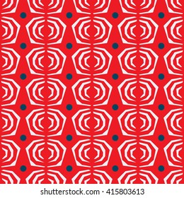 Seamless vector abstract rose pattern on red background