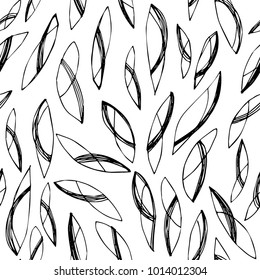 Seamless vector abstract seeds pattern. Sketch abstract seeds or feathers. Hand drawn texture Ready design for textile, fabric, surface textures, packaging.