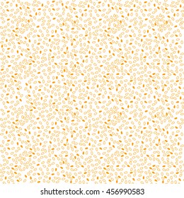 Seamless Vector Abstract Seeds Pattern. White & Orange Dry Rice Grain Seeds. Ready Design For Textile, Fabric,  Packaging.
