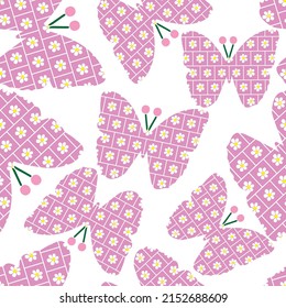 Seamless vector abstract textured butterfly pattern design background. Suitable for packaging, fabric, invitation, wrapping paper, scrapbooking, gift wrap and for other design projects.