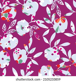 Seamless vector abstract textured silhouette floral pattern background. Suitable for packaging, clothing, wrapping paper, wallpaper, scrapbooking, fabric, fashion and for other design projects. 