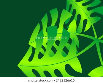 Seamless vector abstract tropical leaves background. Repeating tropical leaf pattern. Green foliage border. Summer and spring design elements. Beautiful leaf decoration.