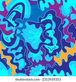 Seamless vector abstract unique artwork with hand drawn wave pattern
