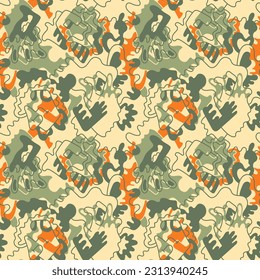 Seamless vector abstract unique artwork with hand drawn wave pattern