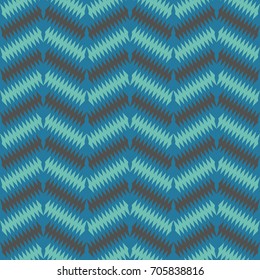 Seamless vector abstract vintage retro geometric pattern. Chevron style texture in blue, grey. Gradient cute zigzag lines with spines. Wrapping paper, scrapbook, interior, cloth, fabric, bed sheet.