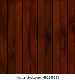 Seamless, vector, abstract, well dyed dark-brown color wooden planks.