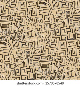 Seamless vector african tribal pattern. Labyrinth maze background. For fabric textile, wrapping, cover, web etc. 10 eps design.