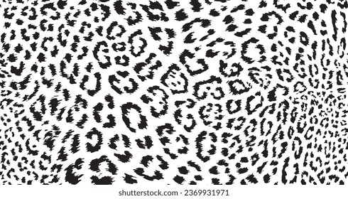 Seamless vector animal skin pattern. Jaguar leopard spots pattern. Black and white wildlife background. For fabric, textile, wrapping, cover, web etc. 