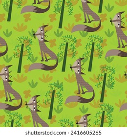 Seamless vector animals pattern for kids.