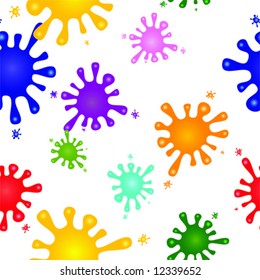 Seamless vector in any direction. Colorful splashes of ink or paint.