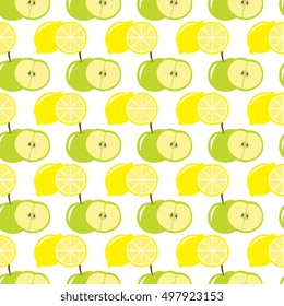 Seamless Vector Apple And Lemon Pattern
