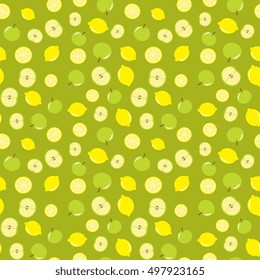 Seamless Vector Apple And Lemon Pattern